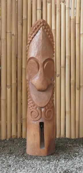 Tiki-Polynesien-Statue aus Kokosnussholz, ca. 100cm hoch mit natur/transparenter Farbe, Ø ca.18-28 cm 